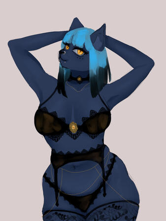 Colored half body sketch with simple background